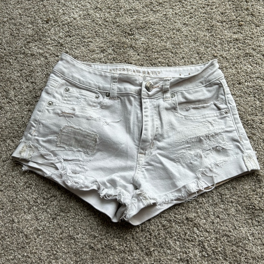 Hi rise White jean shorts